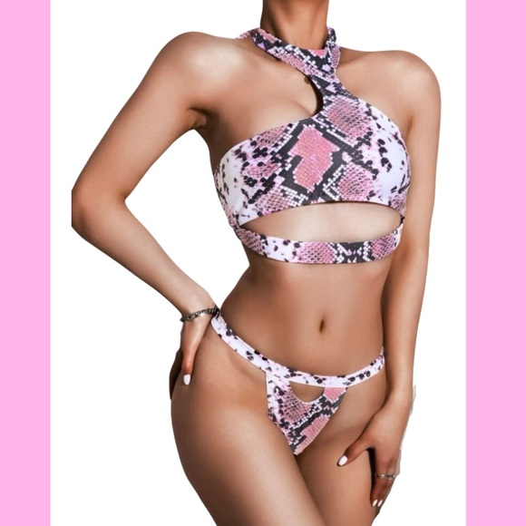 🩷 GORG CUTOUT BIKINI 🩷 WOMENS SMALL SNAKE PRINT HOT BIKINI - Picture 1 of 6